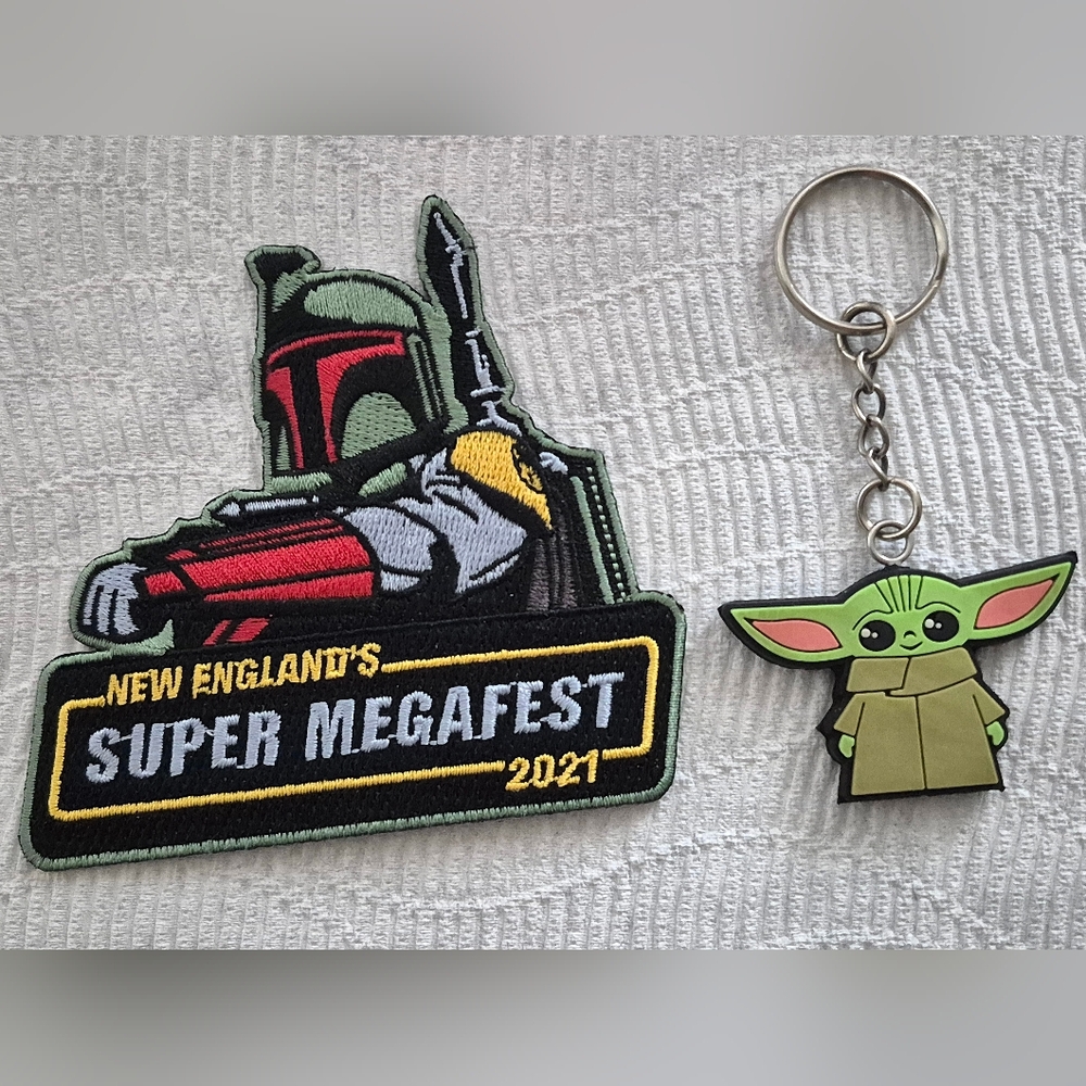 Star Wars Super Megafest 2021 Embroidered Patch New England&Mandalorian Keychain - Picture 4 of 11